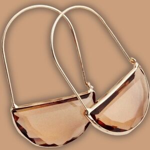 NEW Transparent ‘Coffee Latte’ Taupe Crystal Prism Geometric Half Moon Hoops